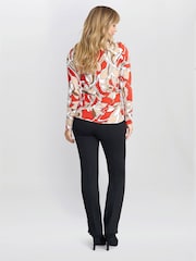 Gina Bacconi Orange Jadelyn Floral Print Jumper With Diamanties - Image 2 of 5