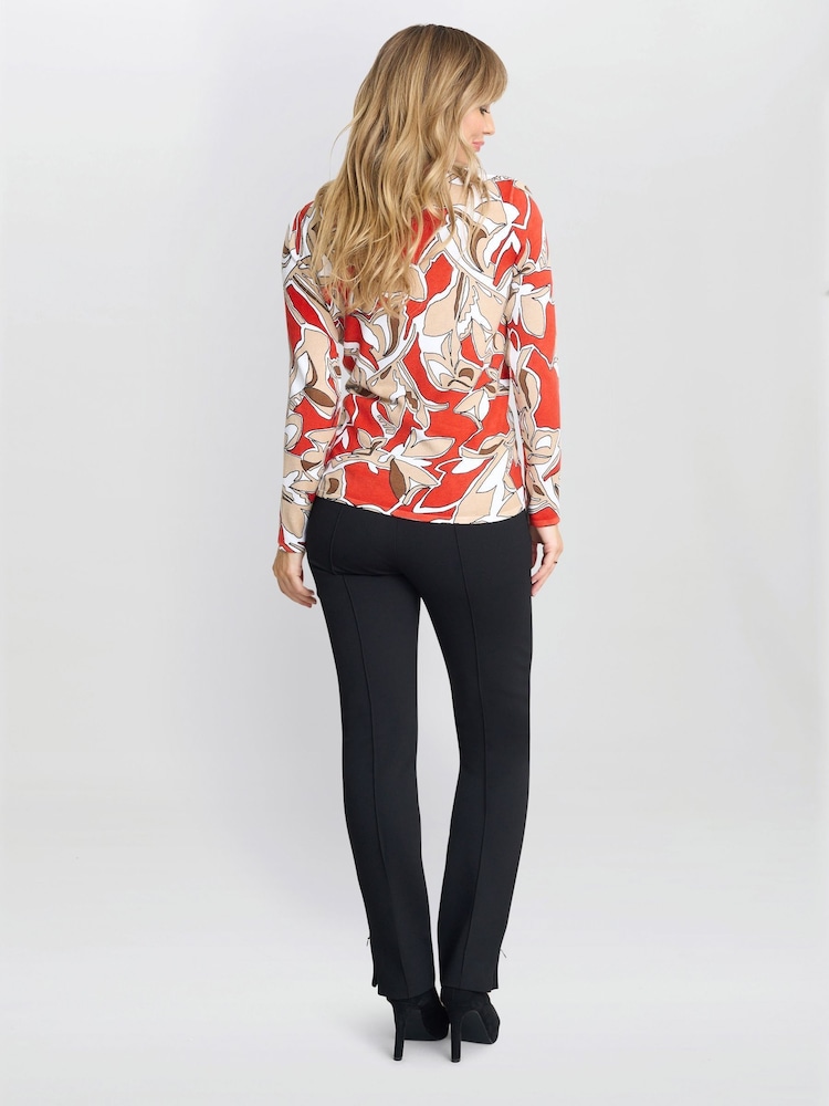 Gina Bacconi Orange Jadelyn Floral Print Jumper With Diamanties - Image 2 of 5