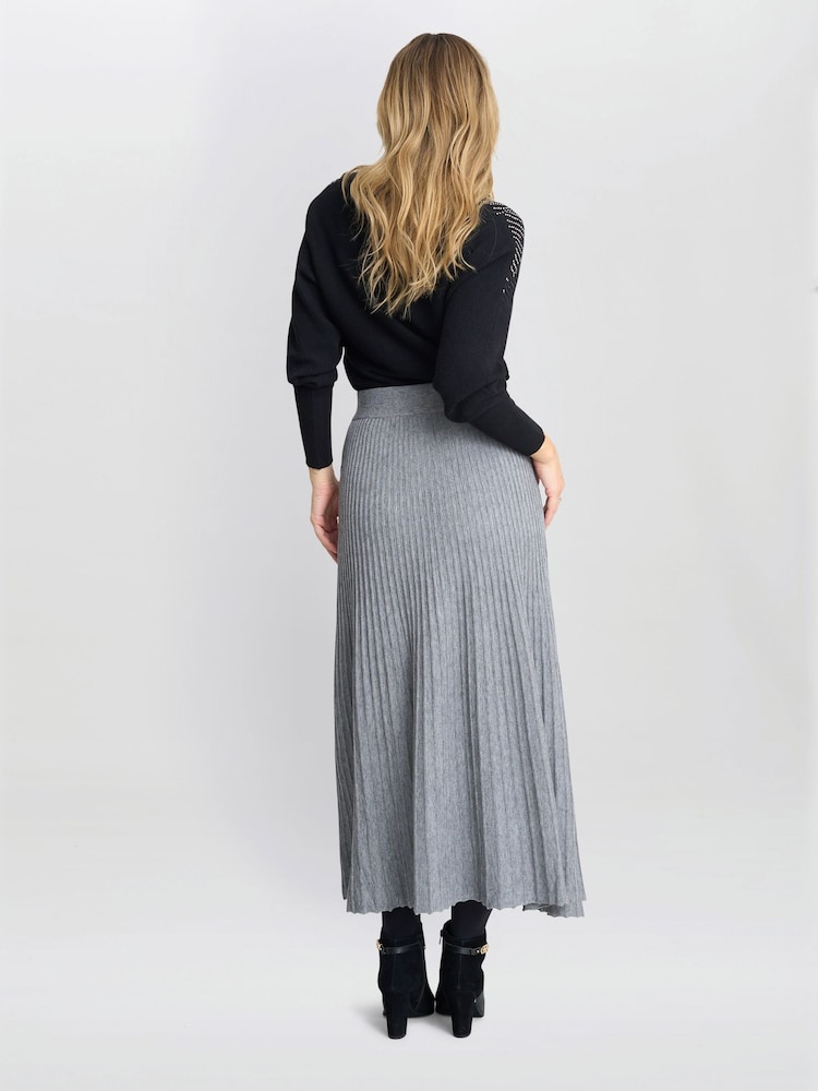 Gina Bacconi Grey Filomena Knit Skirt - Image 2 of 5