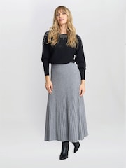 Gina Bacconi Grey Filomena Knit Skirt - Image 3 of 5