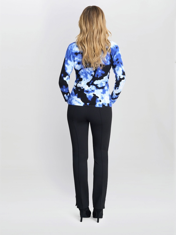 Gina Bacconi Blue Malinda Abstract Tye Dye Print Jumper With Diamantes - Image 2 of 5