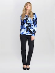 Gina Bacconi Blue Malinda Abstract Tye Dye Print Jumper With Diamantes - Image 3 of 5