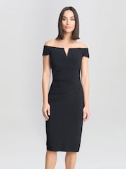 Gina Bacconi Cath Short Off Shoulder Black Dress - Image 2 of 7
