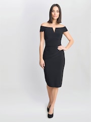 Gina Bacconi Cath Short Off Shoulder Black Dress - Image 4 of 7