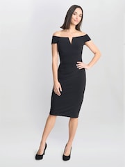 Gina Bacconi Cath Short Off Shoulder Black Dress - Image 6 of 7