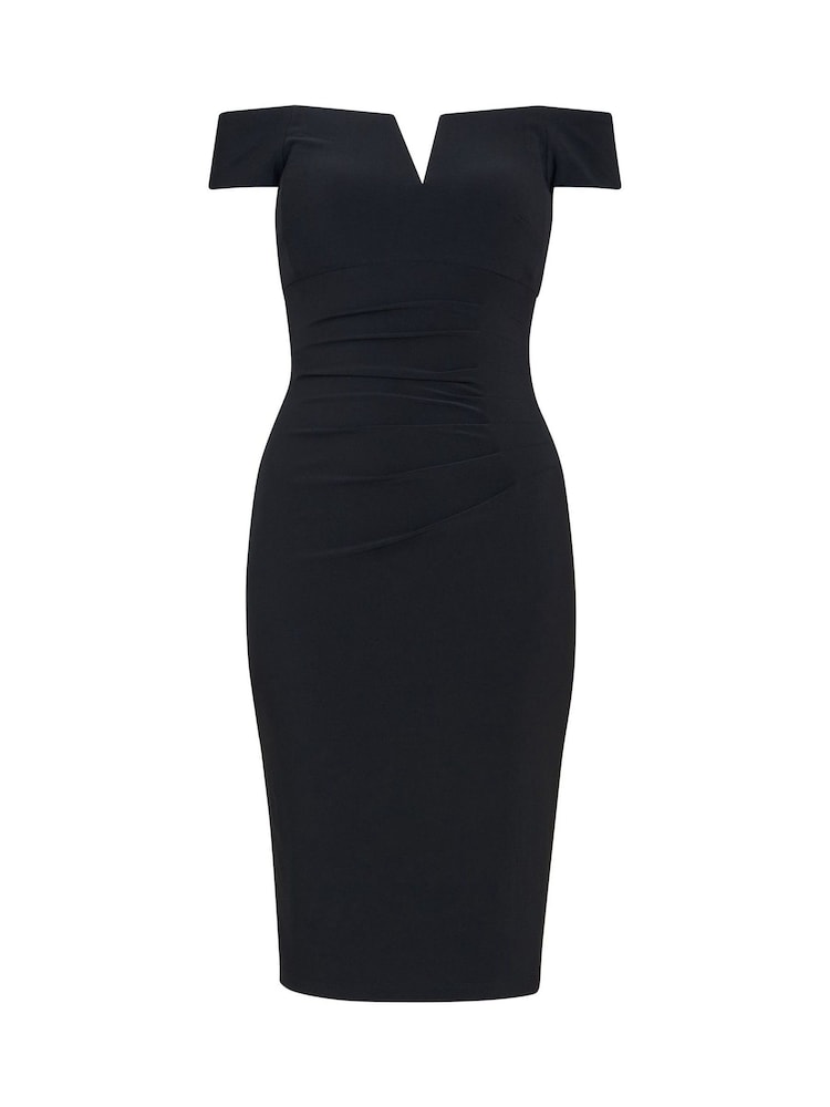 Gina Bacconi Cath Short Off Shoulder Black Dress - Image 7 of 7