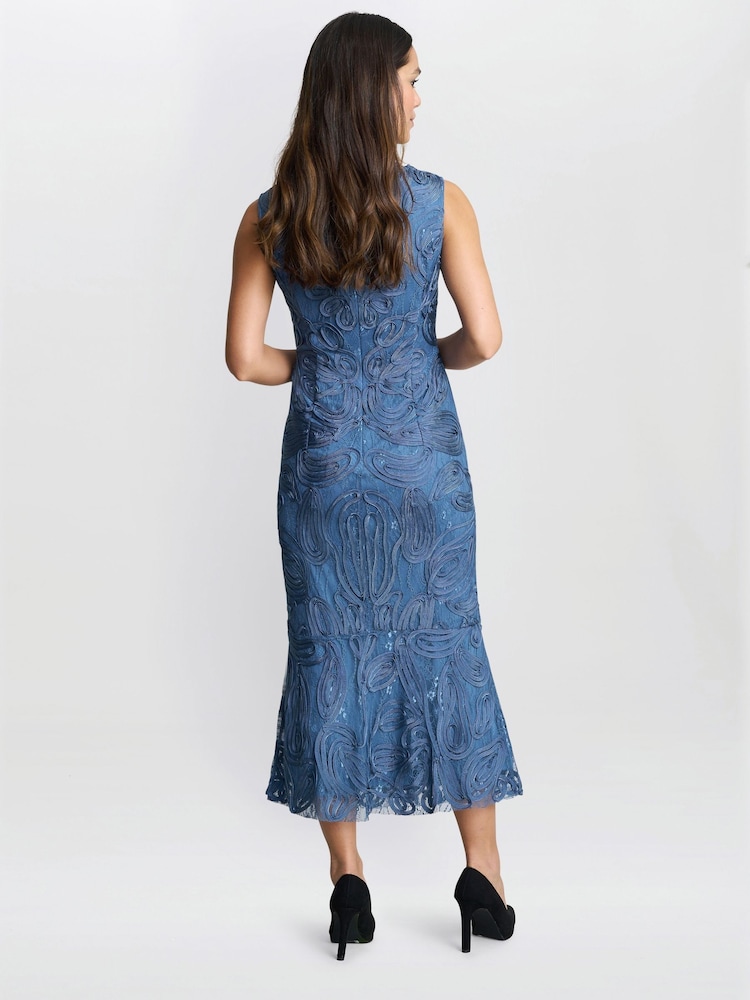 Gina Bacconi Blue Roxanne Corded Dress - Image 2 of 5