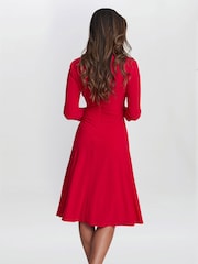 Gina Bacconi Red Antonia Jersey Wrap Dress - Image 2 of 5