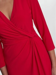 Gina Bacconi Red Antonia Jersey Wrap Dress - Image 4 of 5