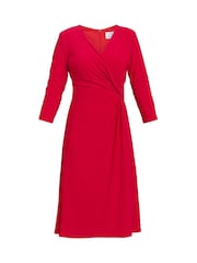 Gina Bacconi Red Antonia Jersey Wrap Dress - Image 5 of 5