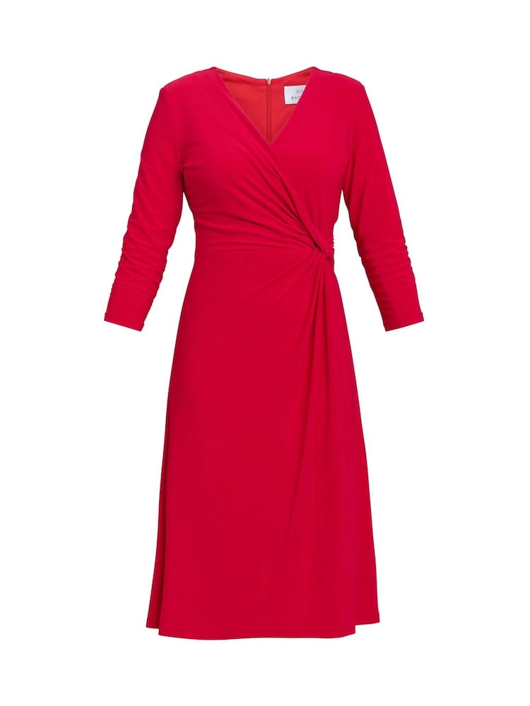 Gina Bacconi Red Antonia Jersey Wrap Dress - Image 5 of 5 Gina Bacconi Red Antonia Jersey Wrap Dress - Image 5 of 5