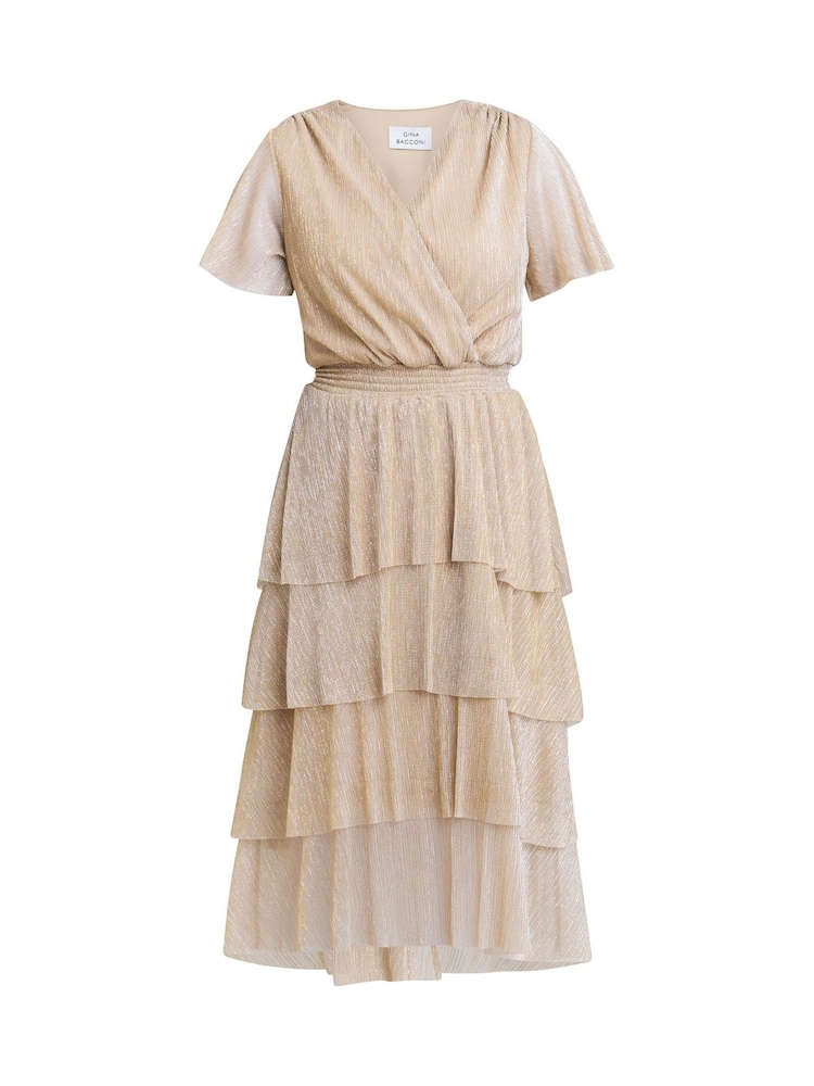 Gina Bacconi Gold Cheri Metallic Knit Tiered Dress - Imagen 5 de 5 Gina Bacconi Gold Cheri Metallic Knit Tiered Dress - Imagen 5 de 5