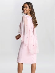 Gina Bacconi Small Pink Vera Beaded Cape With Delicate Flowers - Image 2 of 5