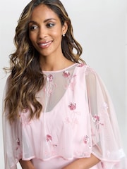 Gina Bacconi Small Pink Vera Beaded Cape With Delicate Flowers - Image 4 of 5