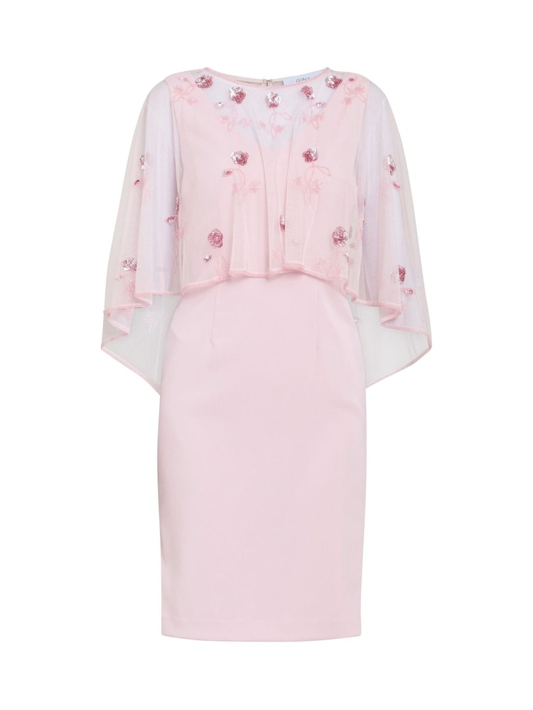 Gina Bacconi Small Pink Vera Beaded Cape With Delicate Flowers - Image 5 of 5