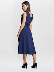 Gina Bacconi Blue Cathleen Crepe Tie Waist Dress - Image 2 of 5