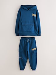 Baker by Ted Baker Oversized Blue Graphic Hoodie and Joggers Set - Image 1 of 7
