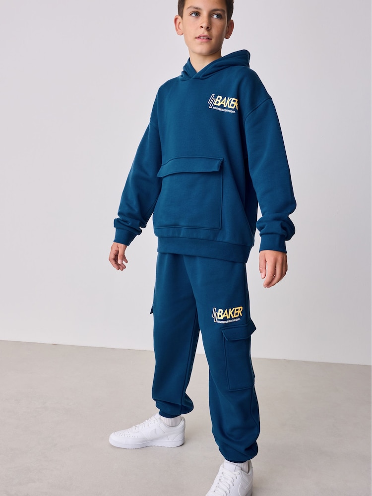 Baker by Ted Baker Oversized Blue Graphic Hoodie and Joggers Set - Image 1 of 15 Baker by Ted Baker Oversized Blue Graphic Hoodie and Joggers Set - Image 1 of 15
