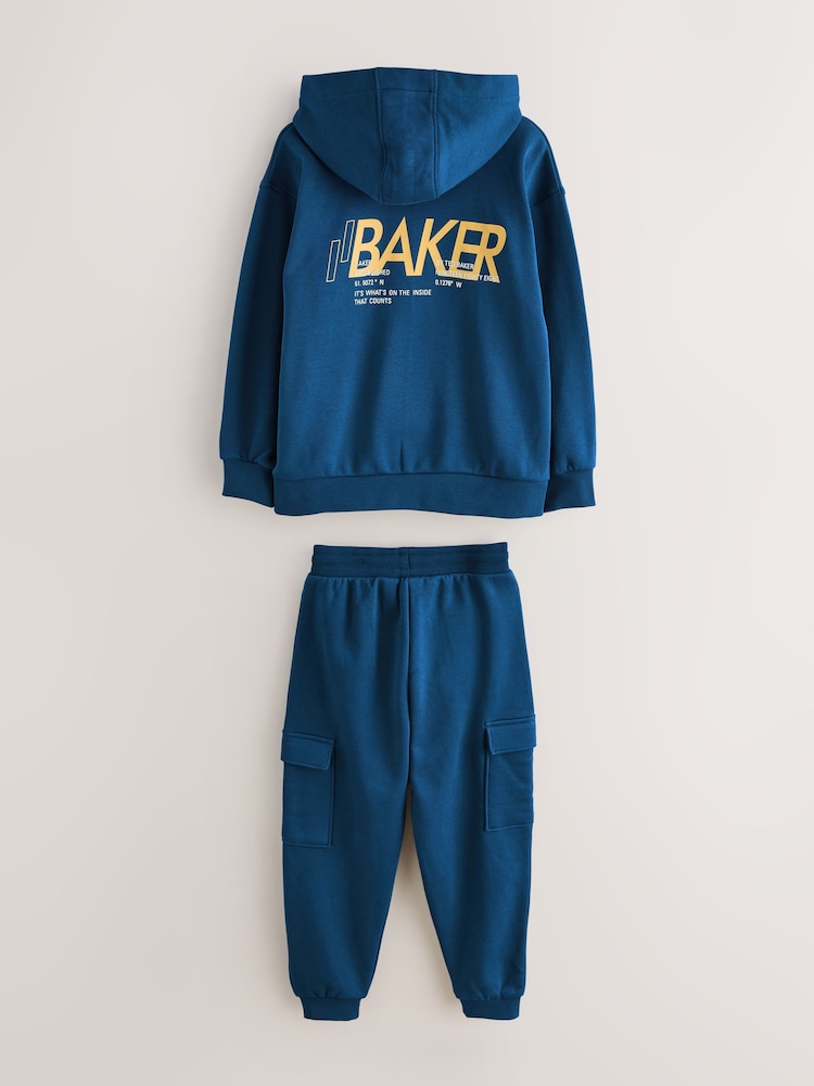 Baker by Ted Baker Oversized Blue Graphic Hoodie and Joggers Set - Image 2 of 7