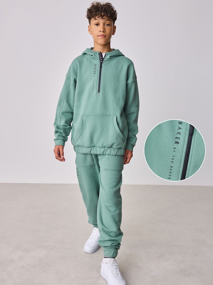 Baker by Ted Baker Green Zip Funnel Neck Sweatshirt and Joggers Set - Image 1 of 15