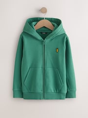Green Plain Zip Through Hoodie (3-16yrs) - Image 1 of 4