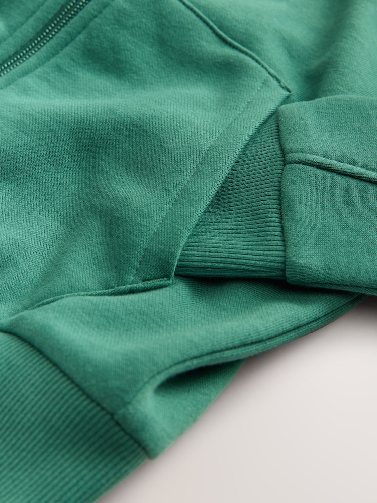 Green Plain Zip Through Hoodie (3-16yrs) - Image 4 of 4