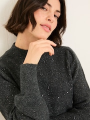 FatFace Charcoal Grey Sparkle Knit Dress - Image 5 of 6