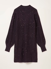 FatFace Burgundy Red Sparkle Knit Dress - Image 6 of 6