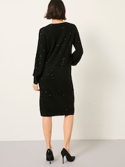 Schwarz - FatFace Sparkle Knit Midi Dress - Bild 2 von 6