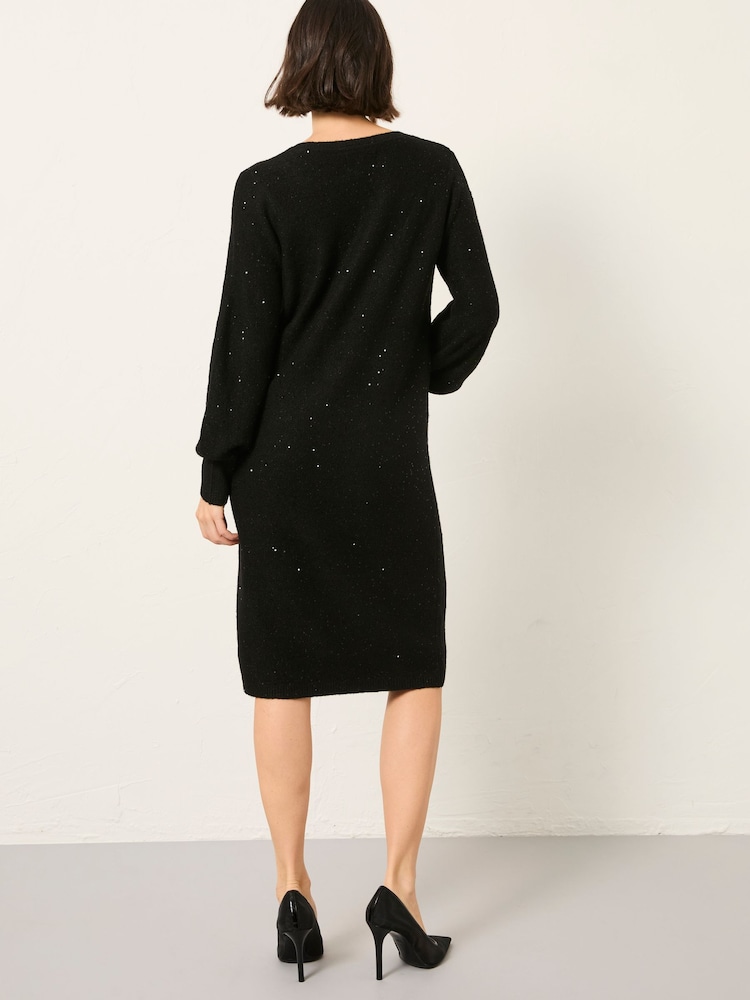 Schwarz - FatFace Sparkle Knit Midi Dress - Bild 2 von 6