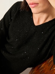 Schwarz - FatFace Sparkle Knit Midi Dress - Bild 5 von 6
