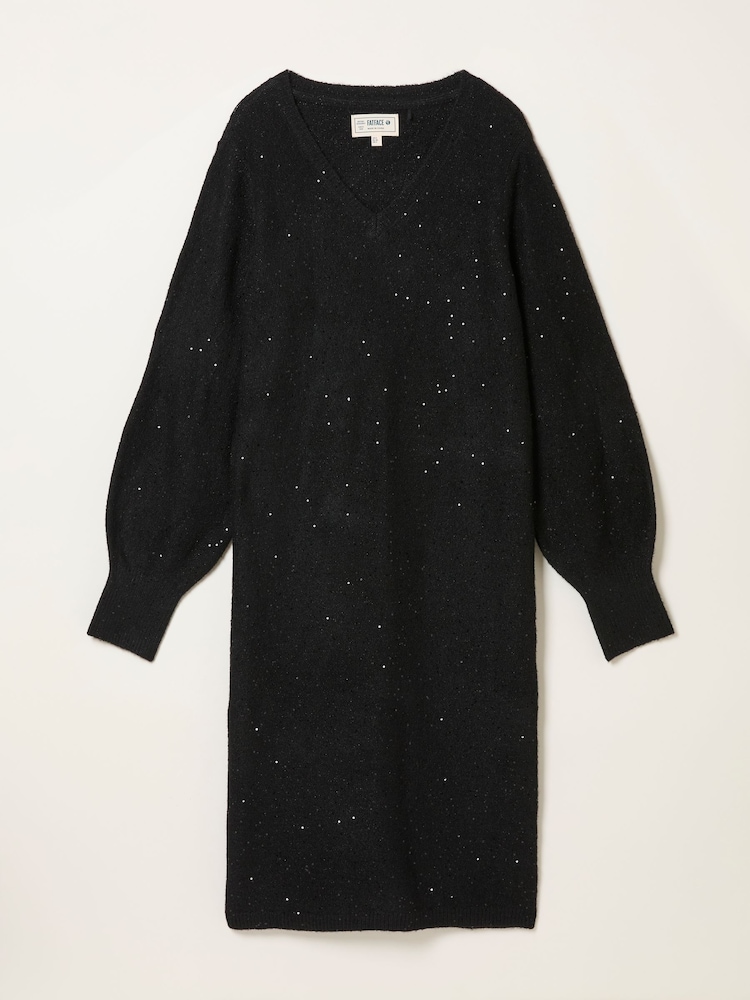 Schwarz - FatFace Sparkle Knit Midi Dress - Bild 6 von 6
