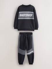 Baker by Ted Baker Oversized Black Graphic Sweatshirt and Joggers Set - Image 1 of 7