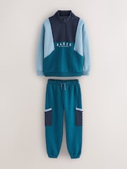 Baker By Ted Baker Blue Colourblock Half Zip Sweatshirts and Joggers 2 Piece Set - Image 8 of 12
