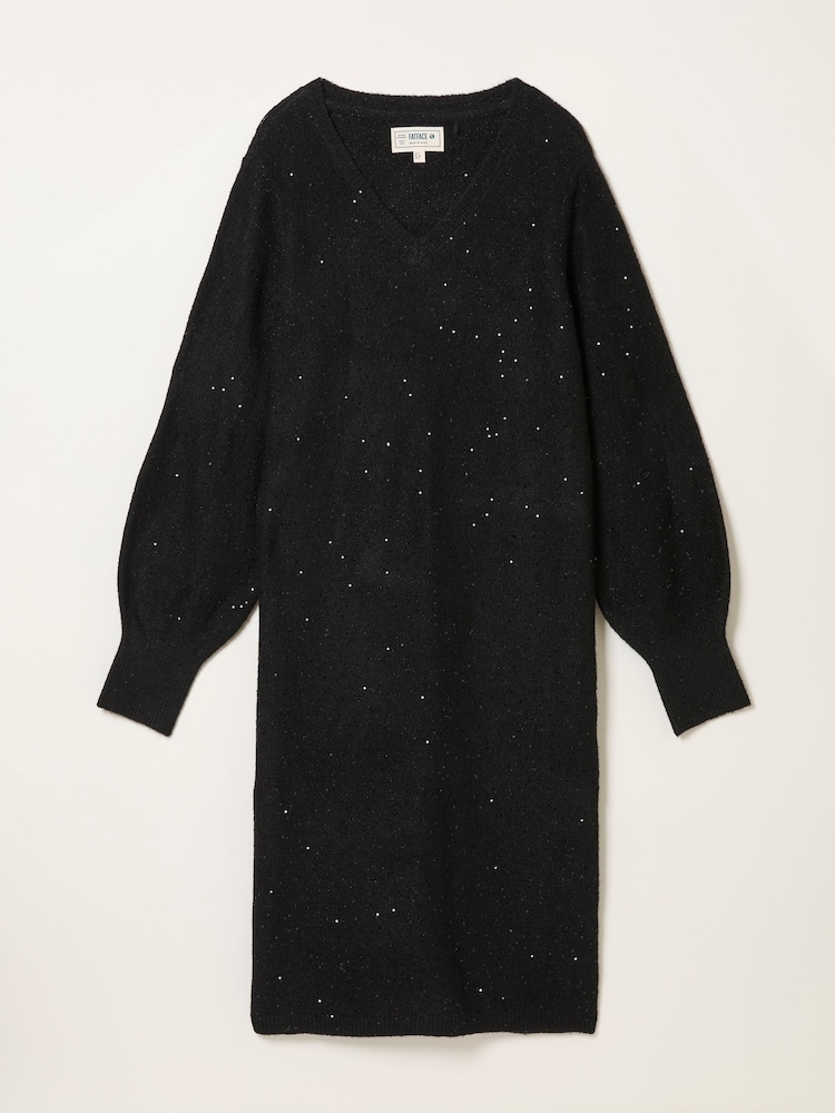 FatFace Black Sparkle Knit Midi Dress - Image 6 of 6 FatFace Black Sparkle Knit Midi Dress - Image 6 of 6