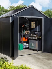 Rowlinson Dark Grey 8 x 6ft Airevale Plastic Garden Shed with Foundation Kit - Image 1 of 6