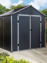 Rowlinson Dark Grey 8 x 6ft Airevale Plastic Garden Shed with Foundation Kit - Image 2 of 6