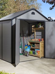 Rowlinson Light Grey 8 x 6ft Airevale Plastic Garden Shed with Foundation Kit - Image 1 of 6