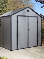 Rowlinson Light Grey 8 x 6ft Airevale Plastic Garden Shed with Foundation Kit - Image 2 of 6