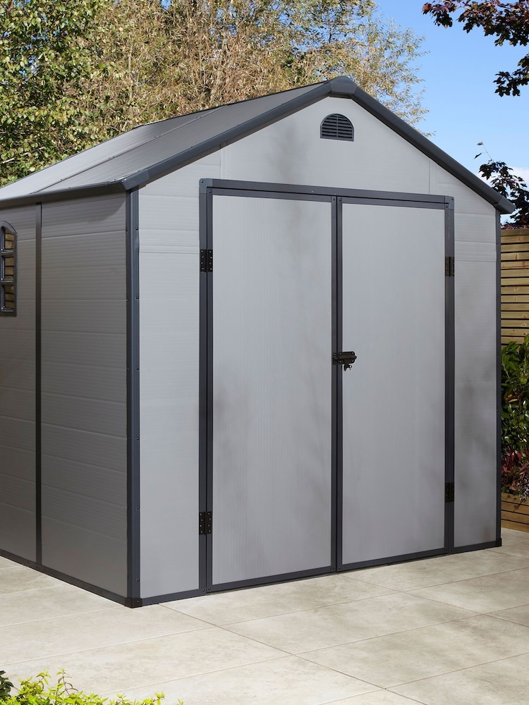 Rowlinson Light Grey 8 x 6ft Airevale Plastic Garden Shed with Foundation Kit - Image 2 of 6