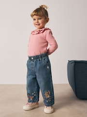 Dark Blue Mouse Embroidered Jeans (3mths-7yrs) - Image 2 of 10