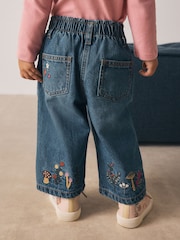 Dark Blue Mouse Embroidered Jeans (3mths-7yrs) - Image 3 of 10