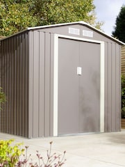 Rowlinson Light Grey Trentvale 6 x 4ft Metal Garden Apex Shed, Foundation Kit & Assembly - Image 2 of 6