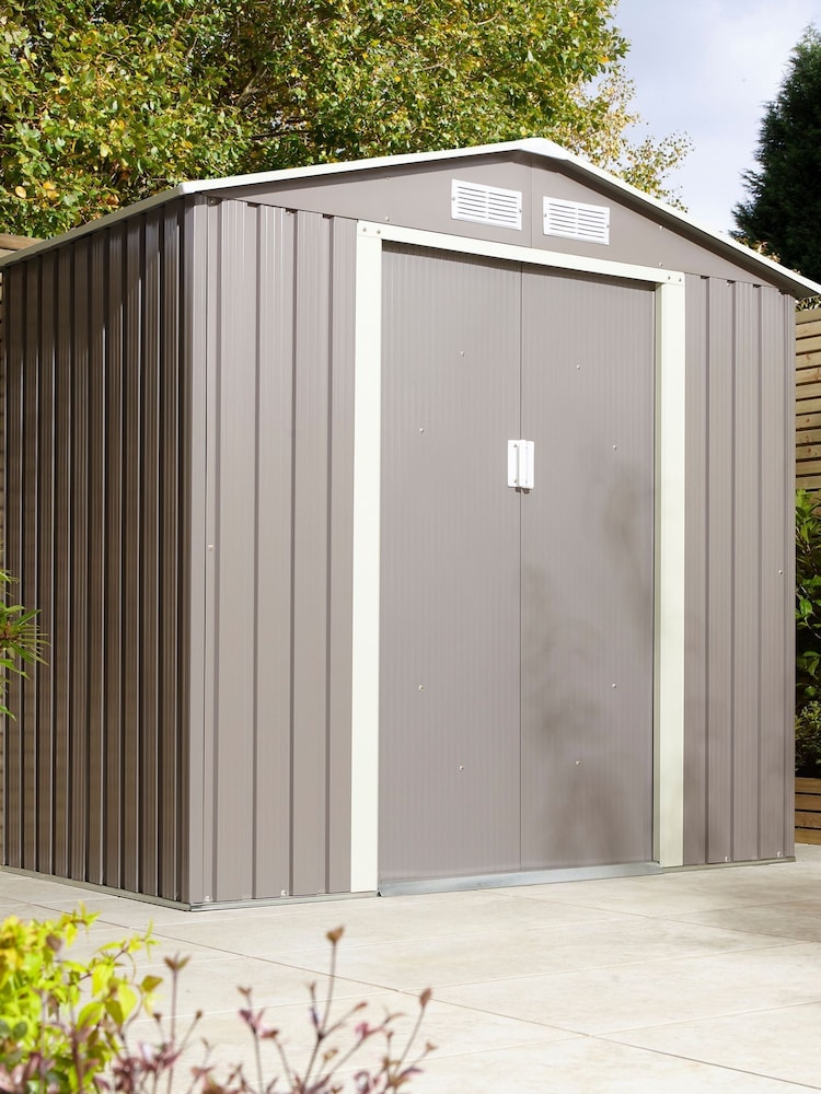 Rowlinson Light Grey Trentvale 6 x 4ft Metal Garden Apex Shed, Foundation Kit & Assembly - Image 2 of 6