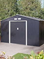 Rowlinson Dark Grey Trentvale 10 x 12ft Metal Garden Apex Shed, Foundation Kit & Assembly - Image 4 of 6