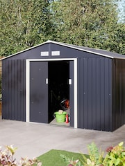 Rowlinson Dark Grey Trentvale 10 x 12ft Metal Garden Apex Shed with Assembly - Image 1 of 6