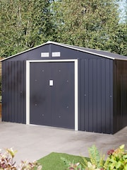 Rowlinson Dark Grey Trentvale 10 x 12ft Metal Garden Apex Shed with Assembly - Image 2 of 6