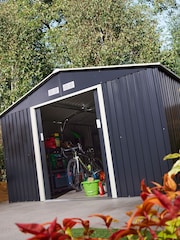 Rowlinson Dark Grey Trentvale 10 x 12ft Metal Garden Apex Shed with Assembly - Image 3 of 6