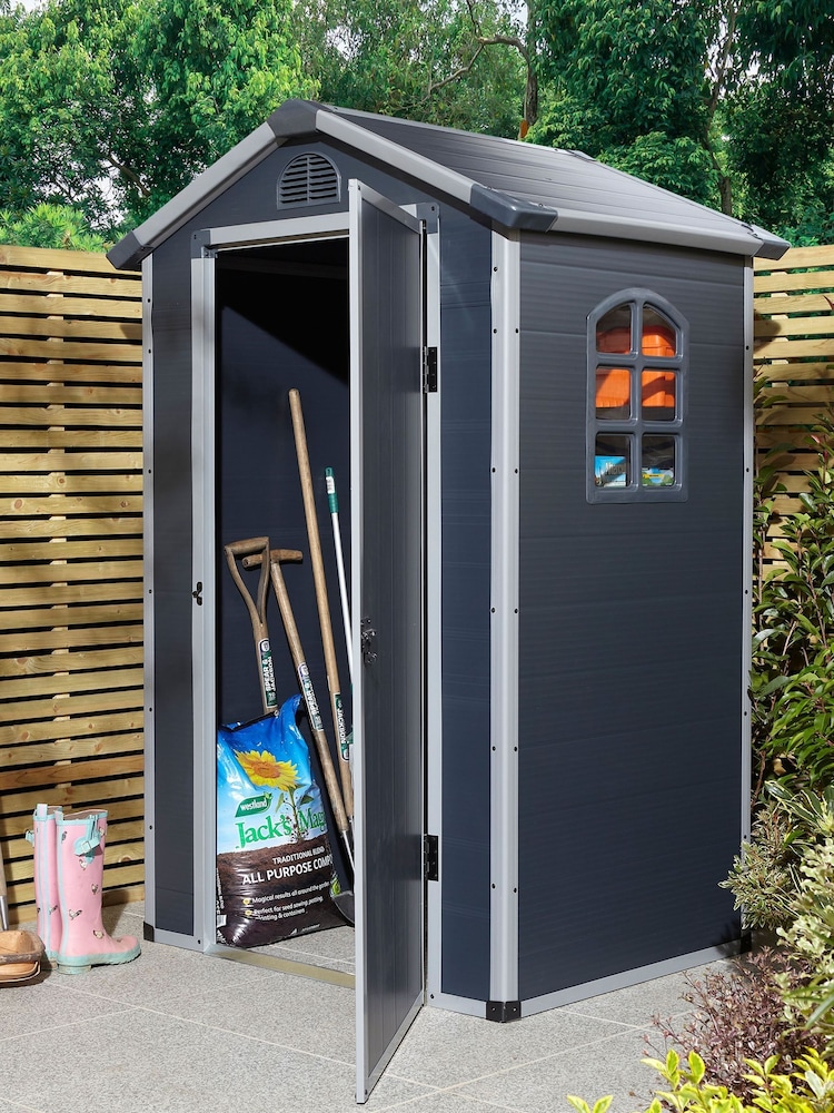 Rowlinson Dark Grey 4 x 3ft Airevale Plastic Garden Shed with Foundation Kit - Image 1 of 6