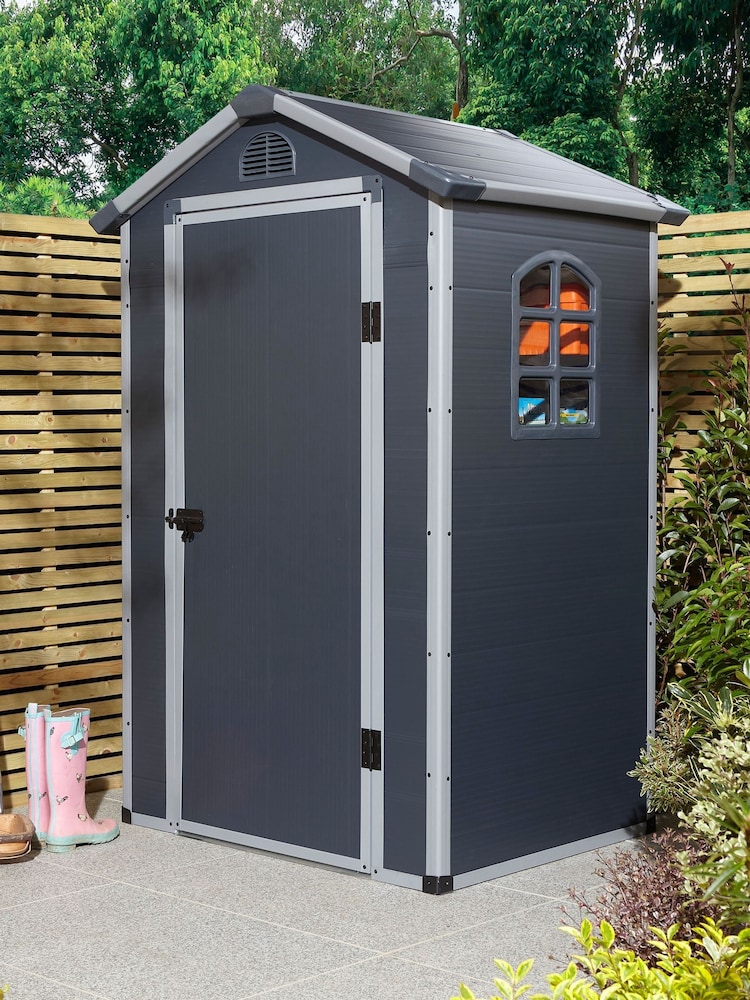 Rowlinson Dark Grey 4 x 3ft Airevale Plastic Garden Shed with Foundation Kit - Image 2 of 6